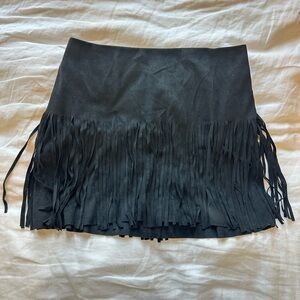 Dillards | Fringed Black Skirt